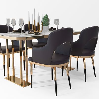 现代四人位餐桌椅组合