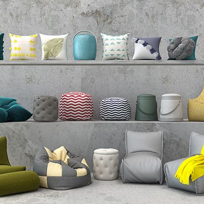 现代懒人沙发沙发蹲靠包3D模型