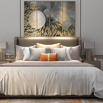 新中式床床头柜