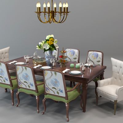 欧式田园餐桌椅铁艺吊灯