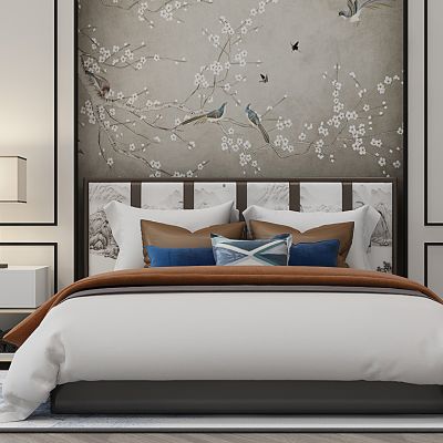 新中式床台灯床头柜组合