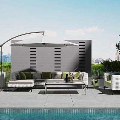 花园户外沙发茶几藤制沙发植物组合