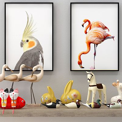 现代动物儿童玩具摆件组合