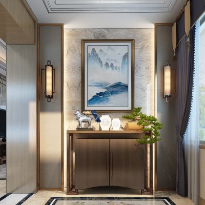 新中式门厅玄关柜壁灯