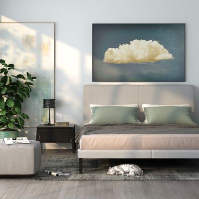 现代床床床尾凳绿植宠物猫具组合副本