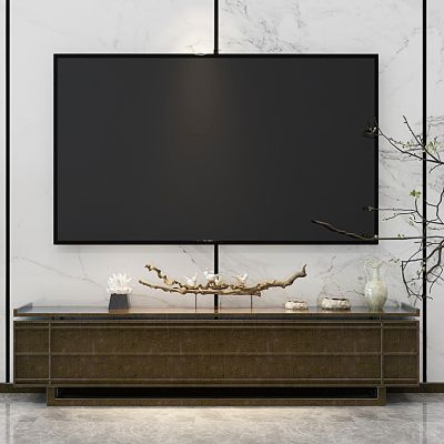 新中式电视柜花架将军罐花瓶摆件组合