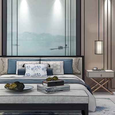 新中式床落地灯