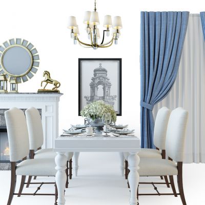 简欧餐桌椅壁炉