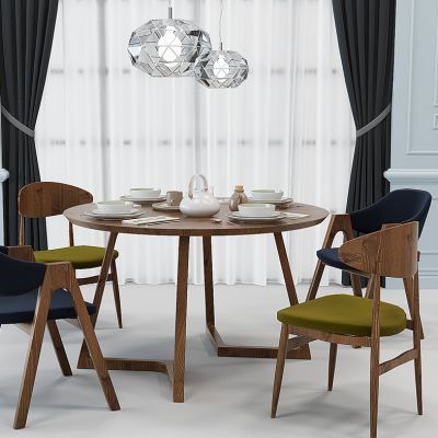 北欧圆餐桌椅咖啡桌椅组合吊灯落地灯