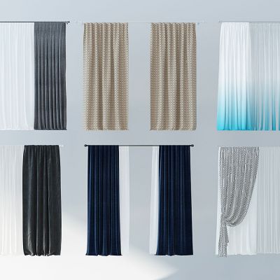 现代布艺窗帘组合