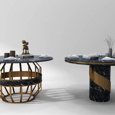 现代圆形餐桌组合