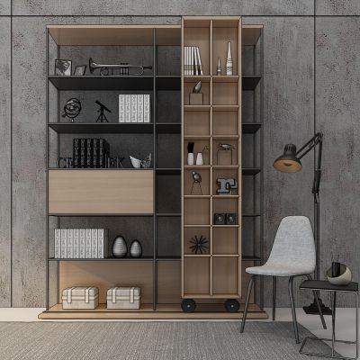 北欧工业陈列书柜书架