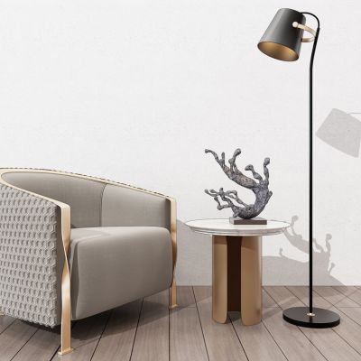 现代轻奢单人沙发茶几边几落地灯组合