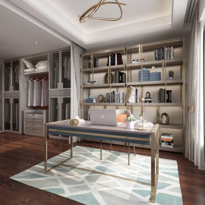 简欧轻奢书房书桌椅书柜书架衣帽间衣橱