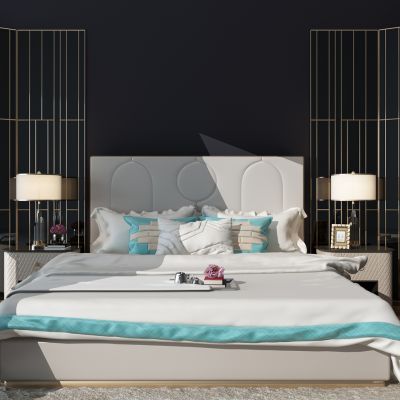 现代轻奢双人床床头柜