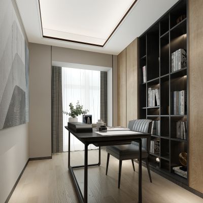 现代书房书桌椅书柜