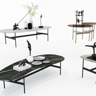 现代茶几金属小人雕塑组合