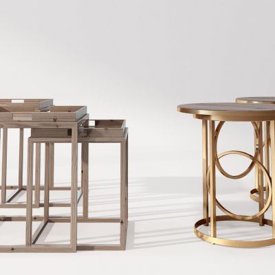 新中式圆形边几3D模型