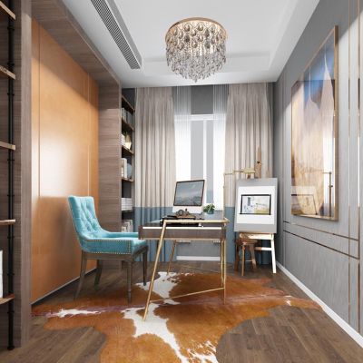 简欧书房书桌椅