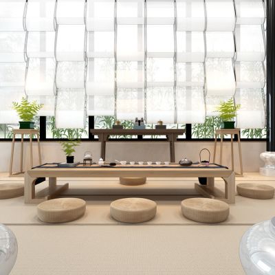 新中式禅意小茶室茶桌椅花架条案条案软装搭配组合