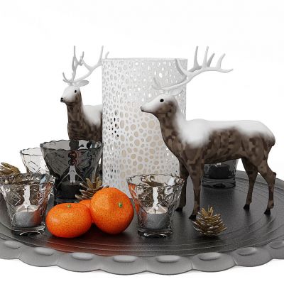 果盘饰品摆件鹿雕塑