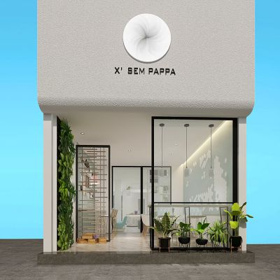 现代饮品店茶饮甜品店门头外摆