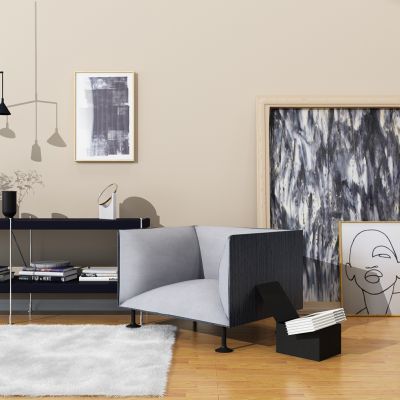 新中式单人沙发装饰柜组合