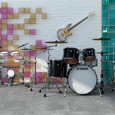 现代乐器电子架子鼓吉他玻璃砖