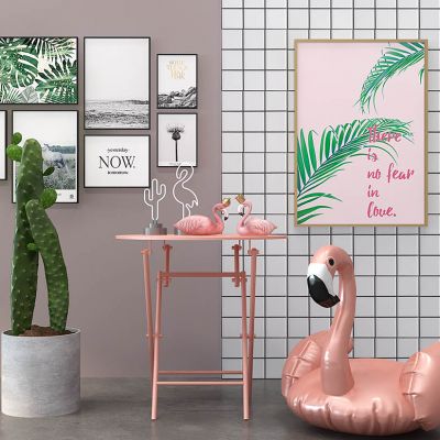 现代女孩房儿童房饰品摆件火烈鸟卡通雕塑摆件仙人掌挂画