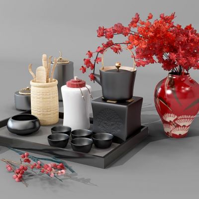 新中式茶具摆件花瓶