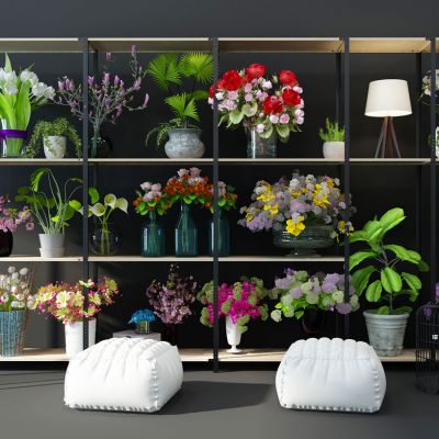 现代花店花架盆栽花饰花艺