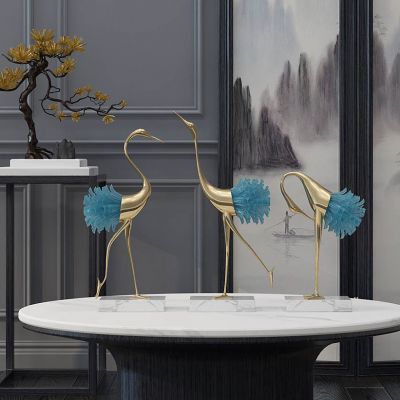 新中式鹤鸟饰品摆件雕塑盆景花架摆台