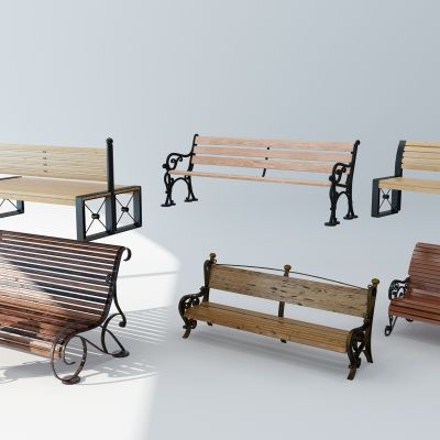 简欧铁艺公园椅座椅马路座椅垃圾桶