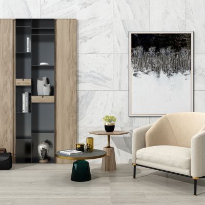 现代单人休闲沙发椅子边几书柜皮包组合