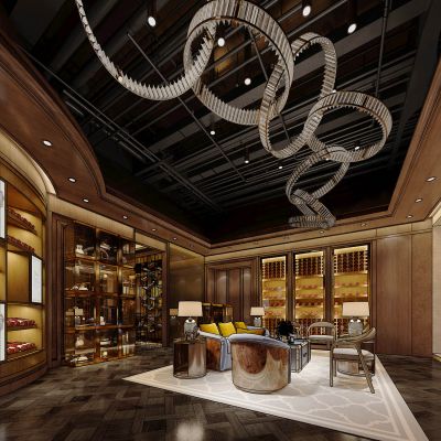 欧式酒柜酒窖品酒区休息区酒柜吊灯