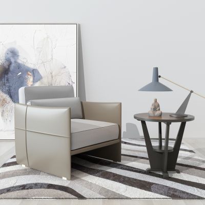 现代单人沙发茶几台灯组合