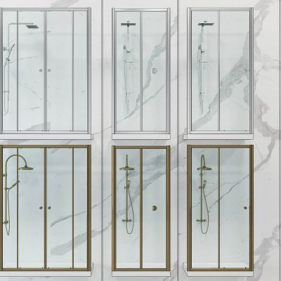 现代双门淋浴房花洒组合