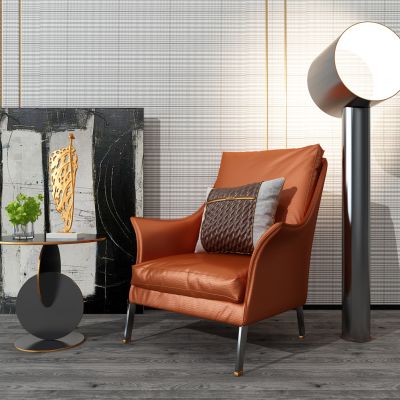 现代休闲沙发边几椅子落地灯树叶雕塑