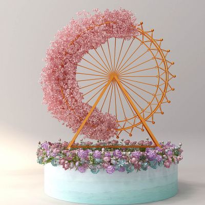 花环水车摆件造景花卉