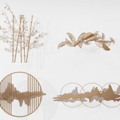 新中式金属墙饰挂饰挂件3D模型