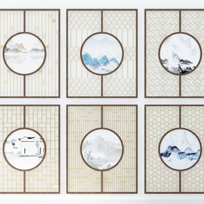 中式屏风隔断组合