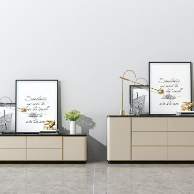 简欧轻奢边柜电视柜组合