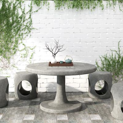 园林景观石桌石凳藤蔓植物爬山虎