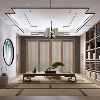 新中式榻榻米茶室茶桌椅