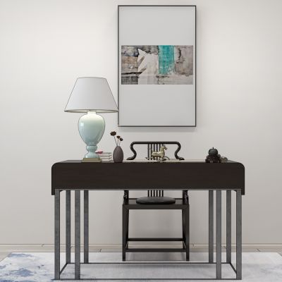 新中式书桌椅台灯椅子