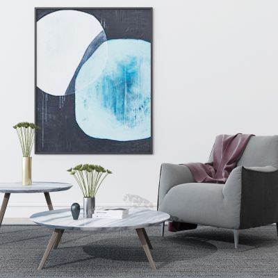 现代单人沙发茶几摆件组合