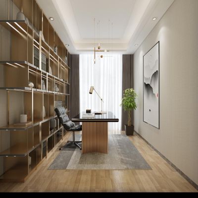 现代轻奢书房金属书架