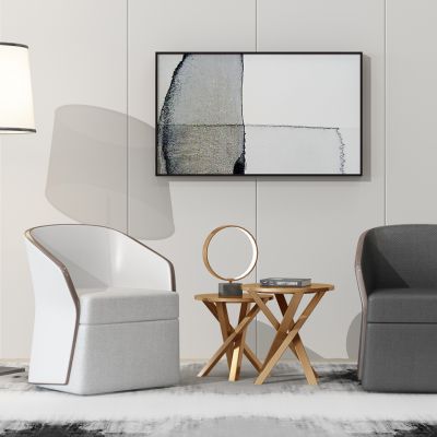 新中式轻奢单人沙发边几落地灯