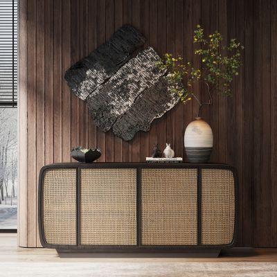 侘寂藤编玄关柜