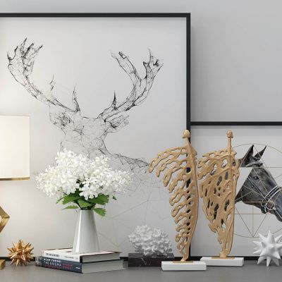 台灯羊角雕塑饰品摆件